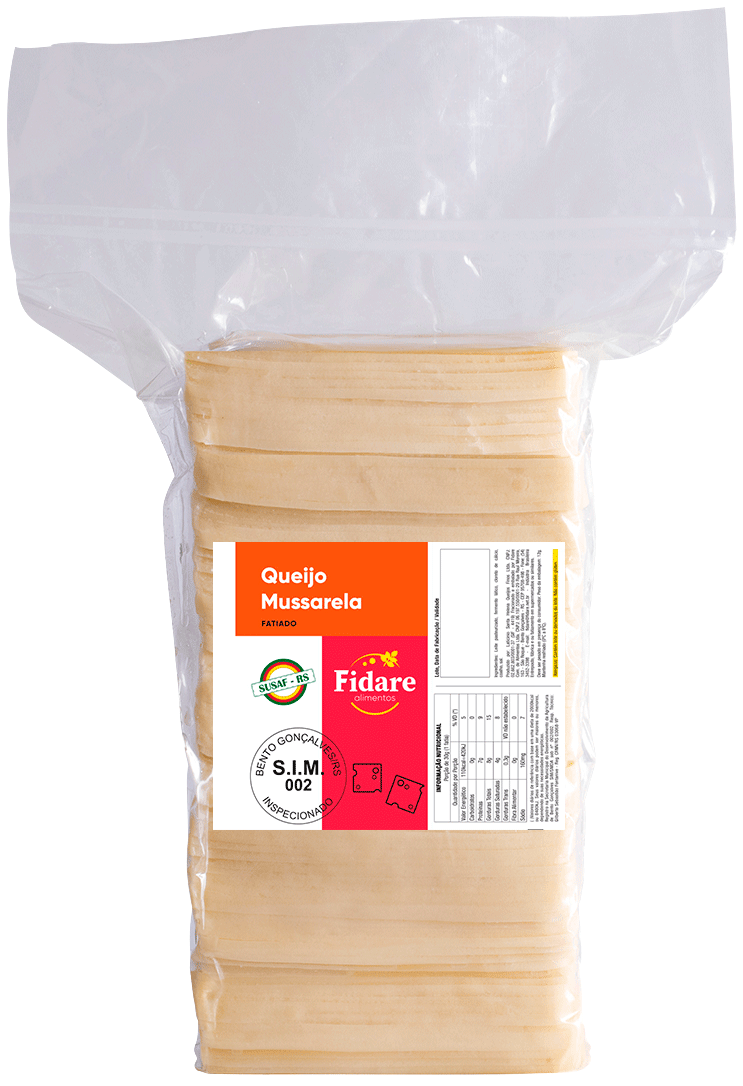 Queijo mussarela fatiado pacote com 2kg